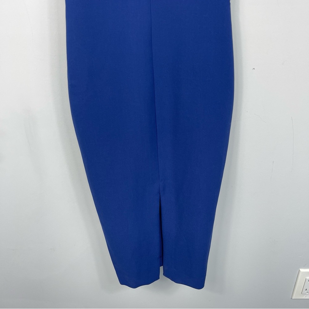 LIKELY Brooklyn Cocktail Dress Blue Midi Bodycon Strappy Sexy Front Slit Revolve - Picture 10 of 16